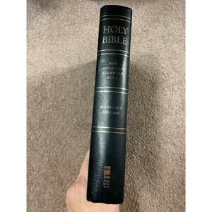 New American Standard Giant Print bible black premium leather cover Vintage 2000